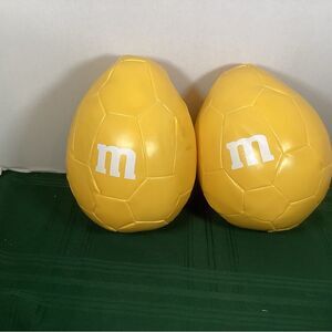 2 Yellow Peanut M&M Official “M” Ball Soccer Pillows